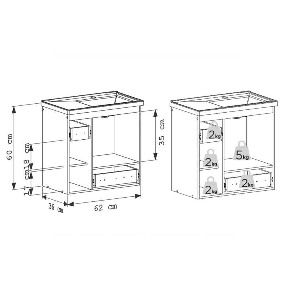 Mueble de baño suspendido Nuevo Orquídea 60cm Nude Bacha negra Mueble De Baño Suspendido Nuevo Orquídea 60cm Nude Bacha Negra