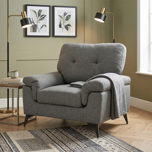 BUTACA Tela y Madera Natural Living - Lamona Gris Oscuro