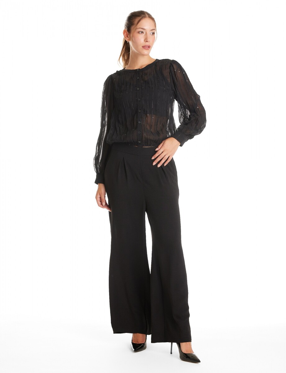 Palazzo Wide Leg Pinzas - Negro 