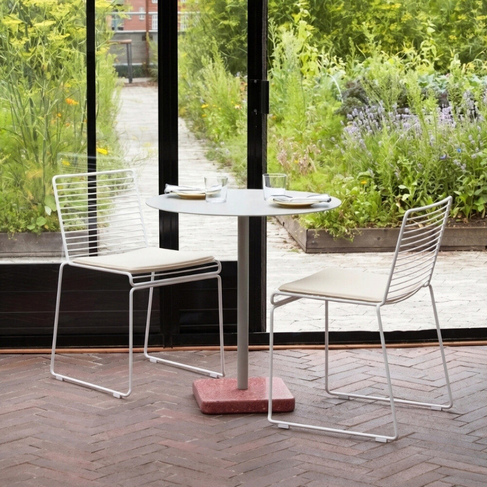 Silla De Exterior Metal con almohadón Apilable Blanco