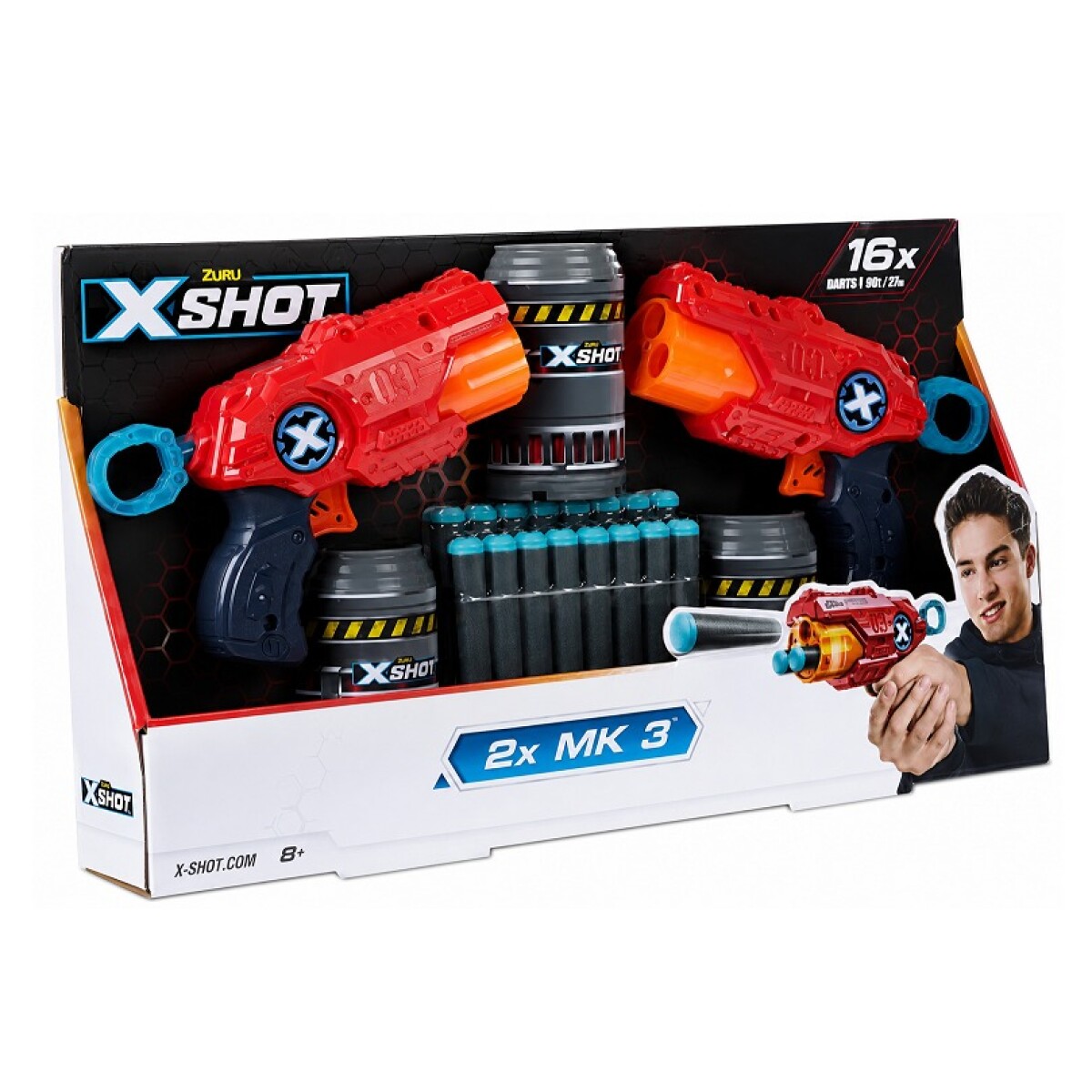 Pistolas de Dardos X-shot Excel MK3 X 2 16 Dardos y Latas 