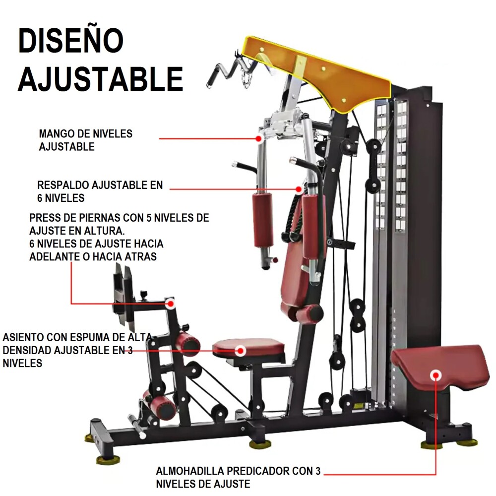 Gimnasio Multifuncion ZAKA con Press de piernas y Scott. Gimnasio Multifuncion ZAKA con Press de piernas y Scott.