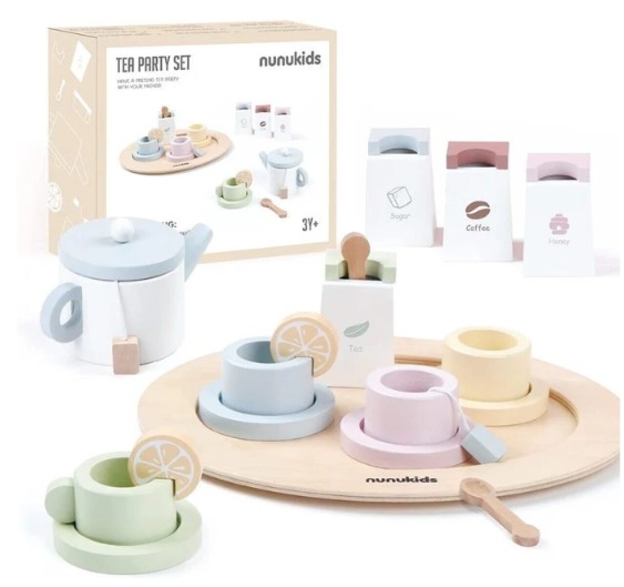 Set juego de té de madera 