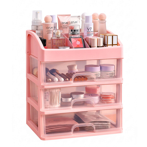 Organizador de Maquillaje Rosa IMBACK IBK-MAQ001 | 3 Cajones + Compartimentos | Diseño Compacto, Elegante y Multifunción Organizador de Maquillaje Rosa IMBACK IBK-MAQ001 | 3 Cajones + Compartimentos | Diseño Compacto, Elegante y Multifunción