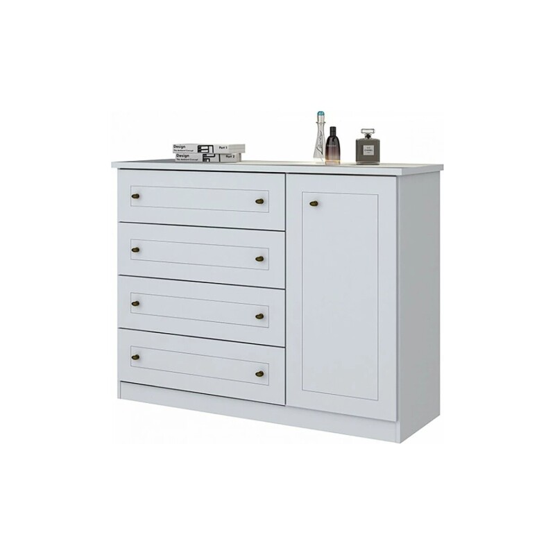 Comoda Americano 4 Cajones 1 Puerta Blanco Comoda Americano 4 Cajones 1 Puerta Blanco