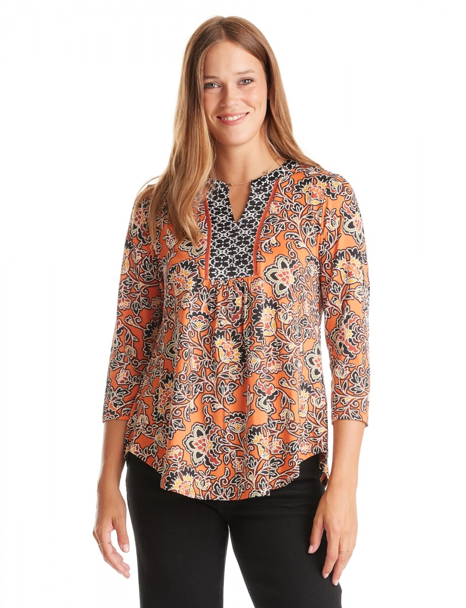 Blusa Flores Paisley - Anaranjado/multi 