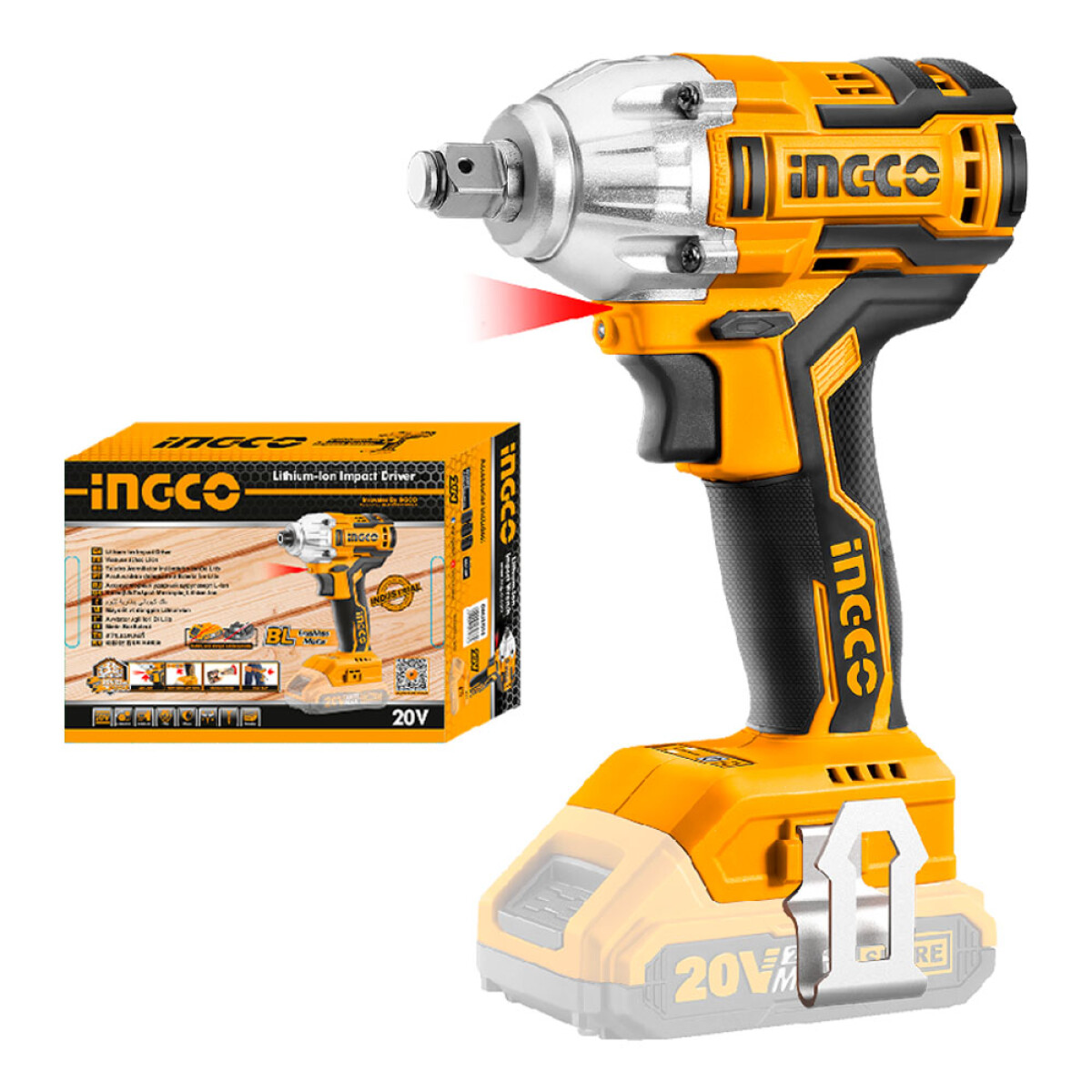 Llave de Impacto 1/2" P20S Sin Batería Ingco CIWLI20010 - Amarillo 
