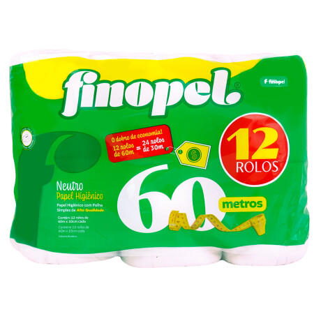 Papel Higienico Finopel 60m 12 rollos Papel Higienico Finopel 60m 12 rollos