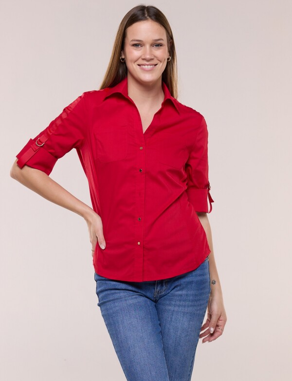 Camisa Algodon Con Laterales Elastizados ROJO