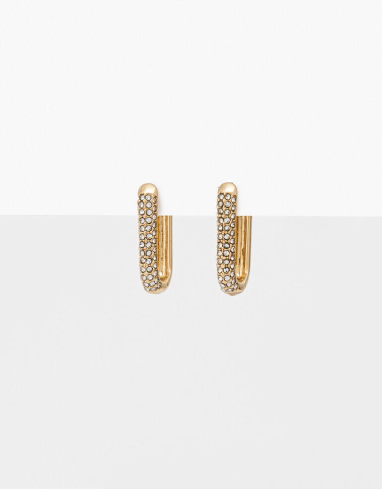 Aros Argollas Strass Aros Argollas Eslabón Strass - Dorado