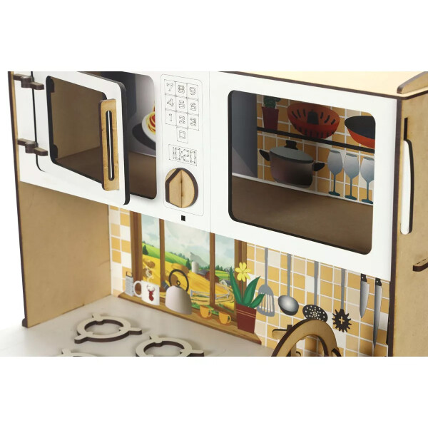 Cocinita de Juguete de Madera para Niñas y Niños Color Blanco + Heladera Cocinita de Juguete de Madera para Niñas y Niños Color Blanco + Heladera