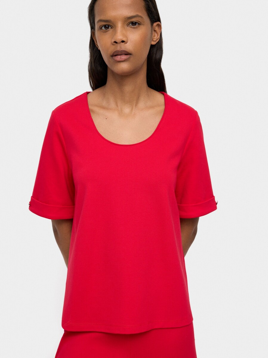 Camiseta Con Dobladillo - rojo 