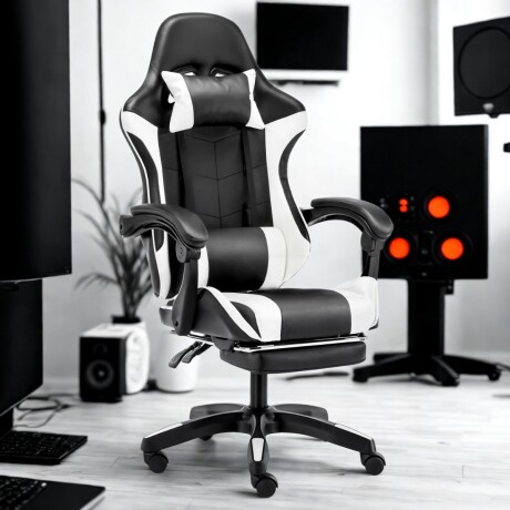 Silla gamer giratoria NEGRO Y BLANCO