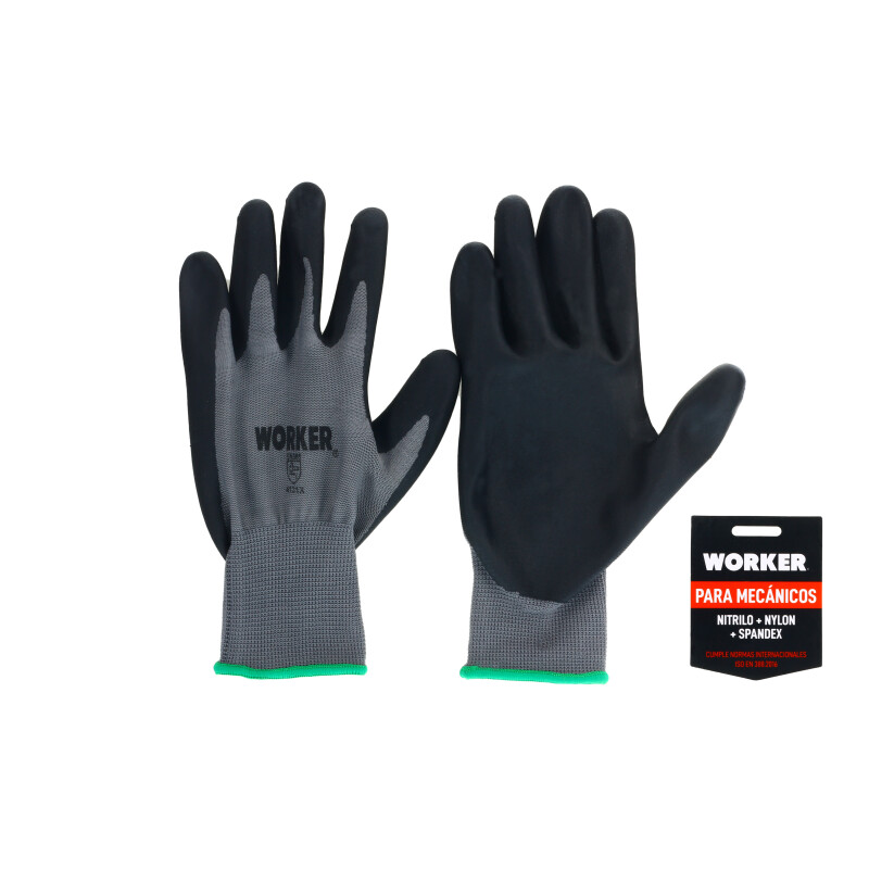 Guantes Unisex Worker Guante Mecanico Nitrilo Negro