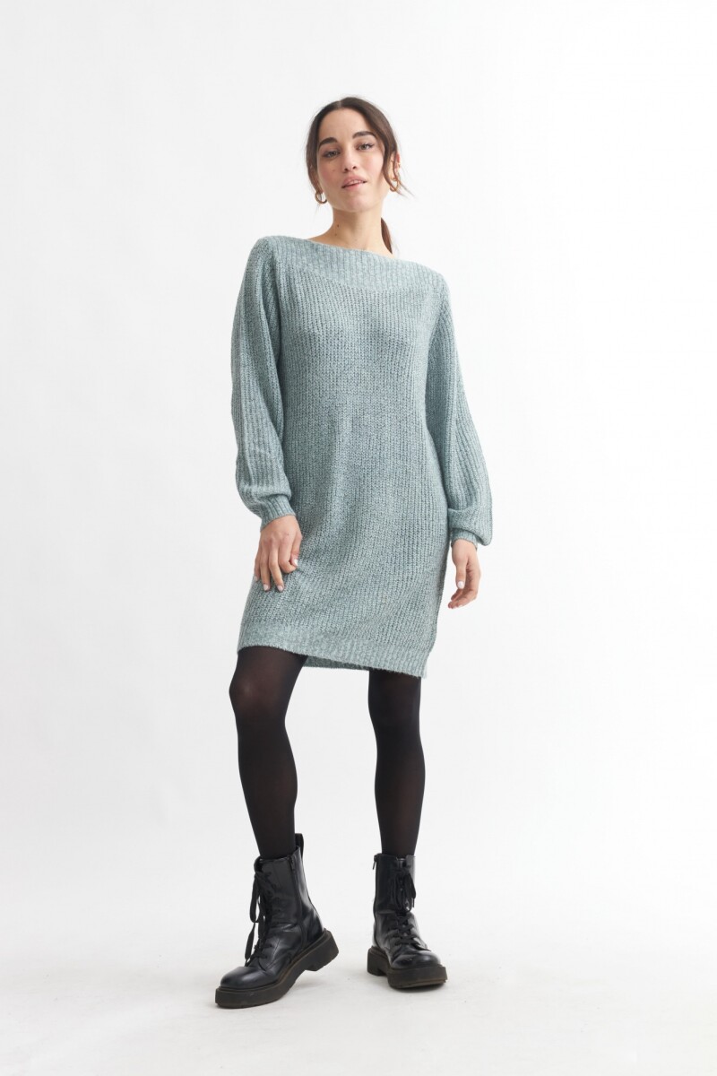 Vestido m/l tejido - Verde menta 