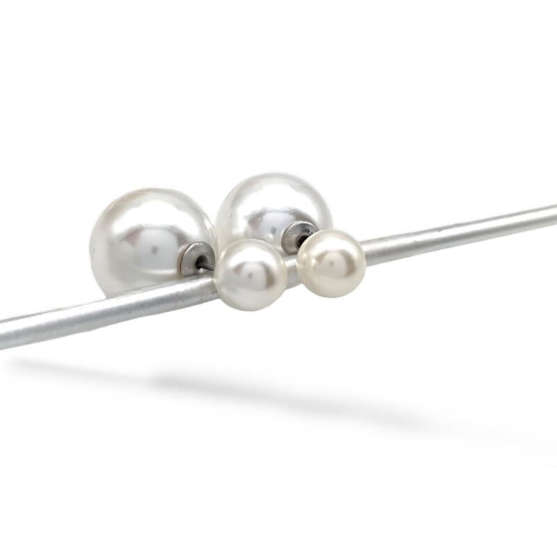 Caravanas Doble Perlas españolas-Plata 925-Con Perla-CA3245 conperla