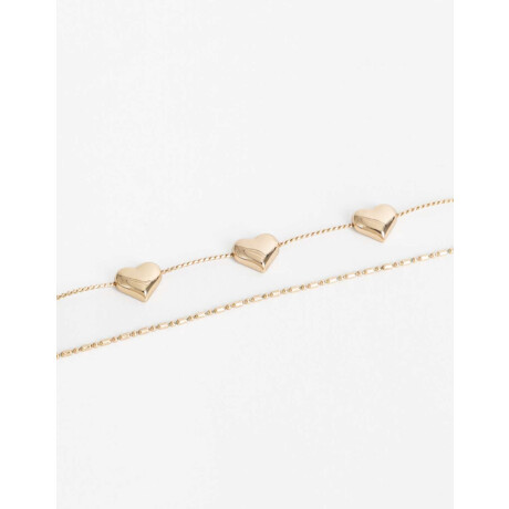 Pulsera Flexible Set Metal Corazón Bañado En Oro Dorado