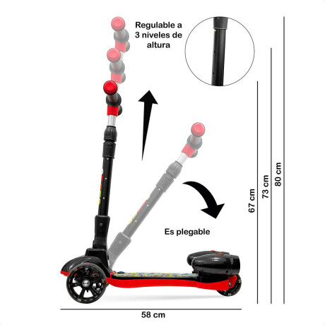 Monopatín Tripatín C/ Humo, Bluetooth, Luz Y Sonido Negro/Rojo