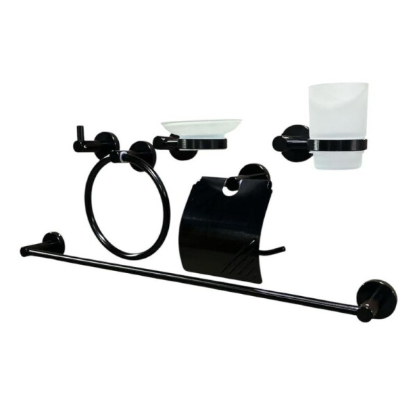 KIT DE ACCESORIOS PARA BAÑO 6 PIEZAS NEGRO MATE KIT DE ACCESORIOS PARA BAÑO 6 PIEZAS NEGRO MATE