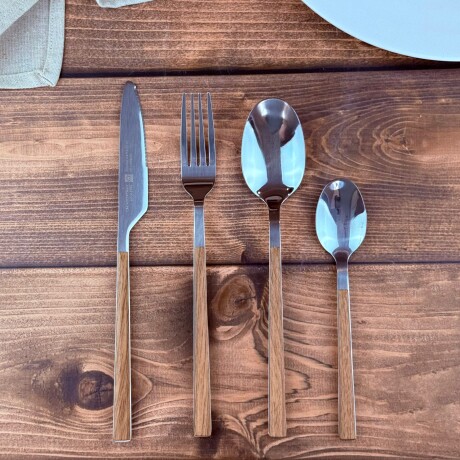 Juego Cubiertos 24 Piezas Acero Inoxidable Mango Madera Juego Cubiertos 24 Piezas Acero Inoxidable Mango Madera