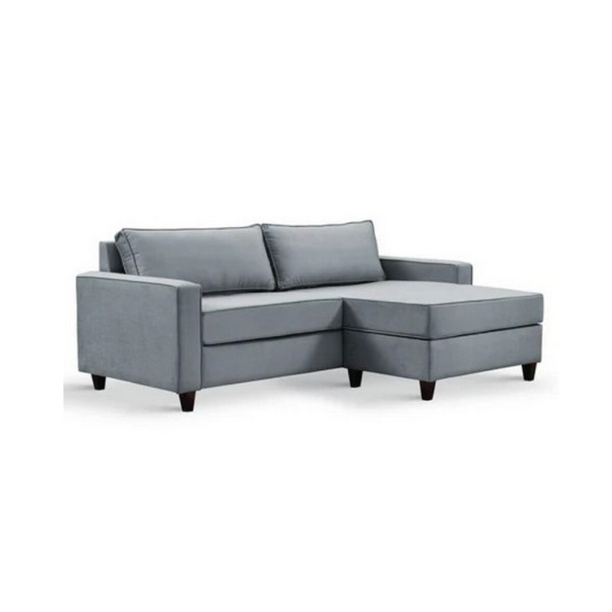 SOFA CON CHAISE. 3 CUERPOS. COLOR GRIS OSCURO TELA RUSTICA TEXAS 