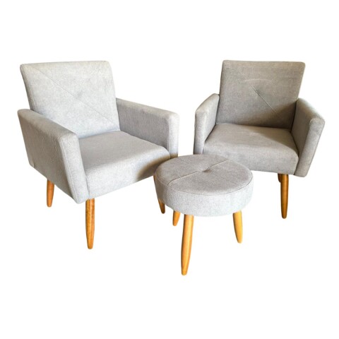 Conjunto Dallas 2 Poltronas 1 Puff Boucle Gris Cinza Conjunto Dallas 2 Poltronas 1 Puff Boucle Gris Cinza
