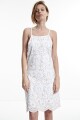 Vestido escote halter de broderie blanco