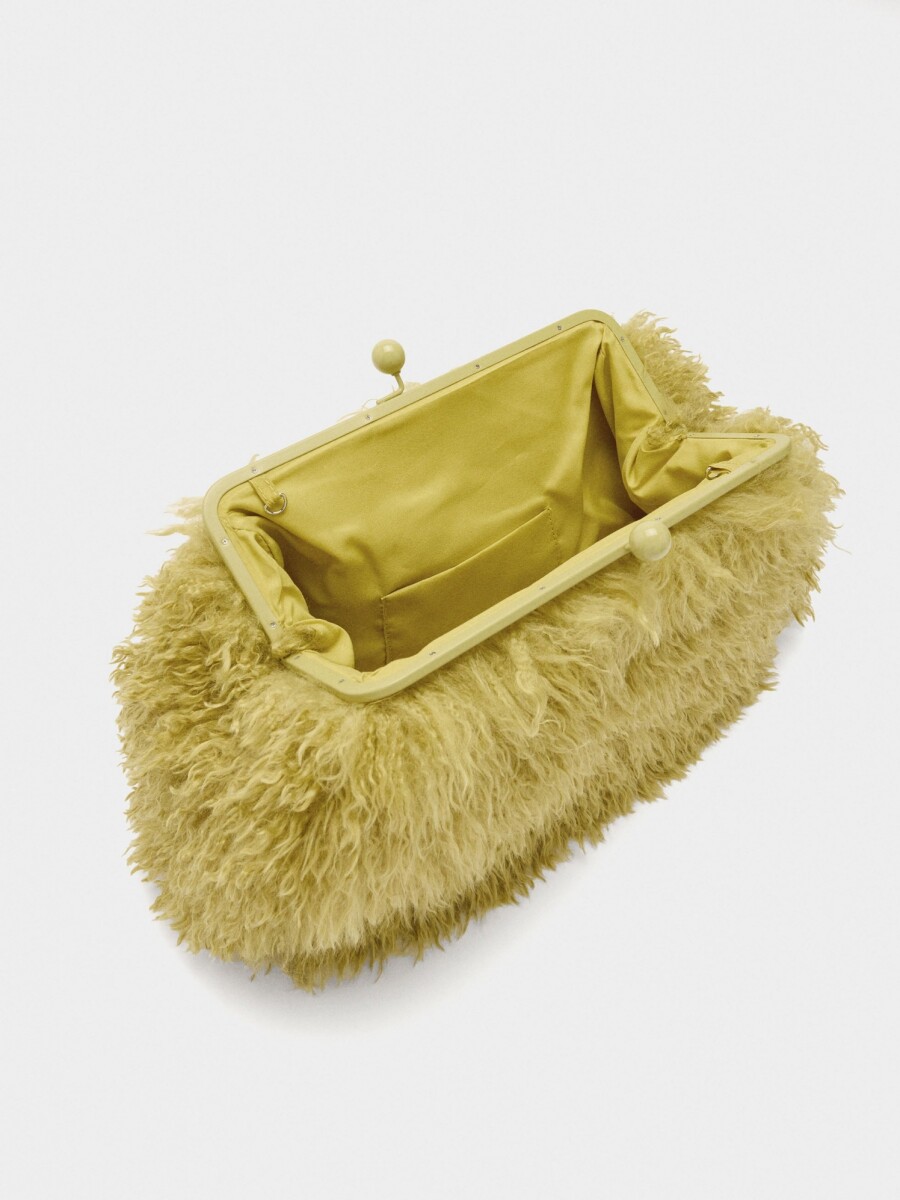 Bolso Efecto Pelo Con Asa De Cadena lima
