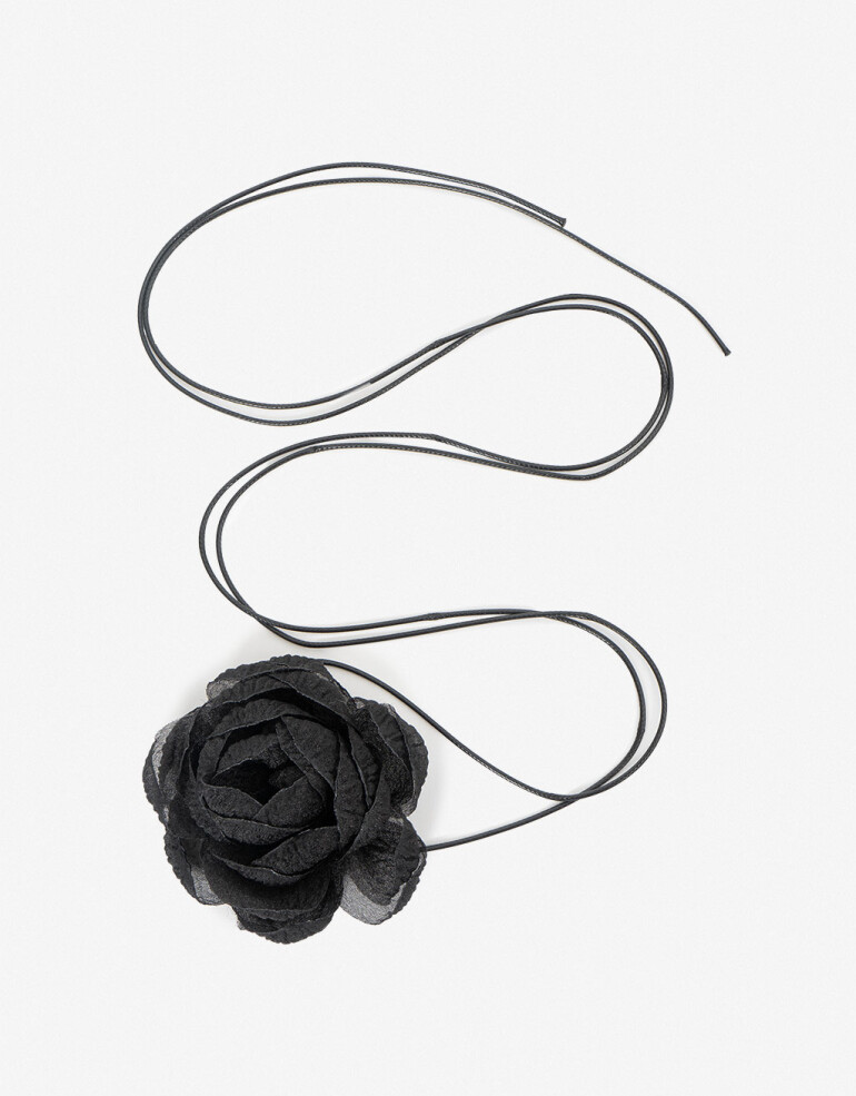 Gomitas Elásticas Flores Gomita Elástica Con Flor Textil - Negro