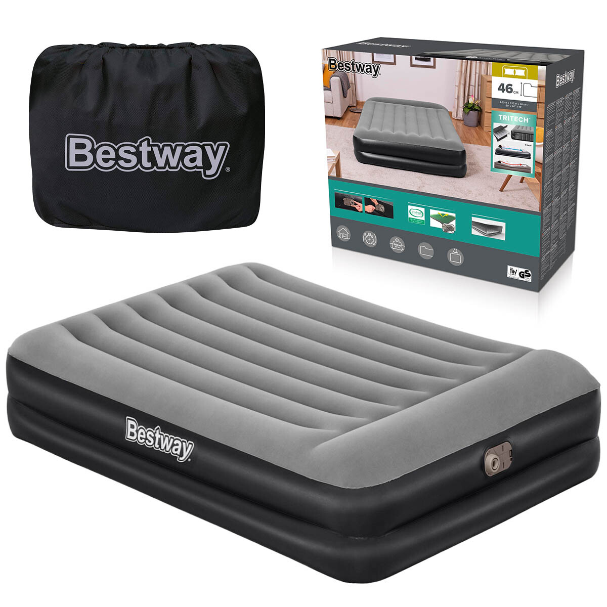 Colchón Sommier Inflable Bestway 2p Eléctrico Camping 