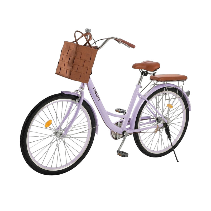 Bicicleta Urbana Rodado 26 con Canasto Vintage Violeta