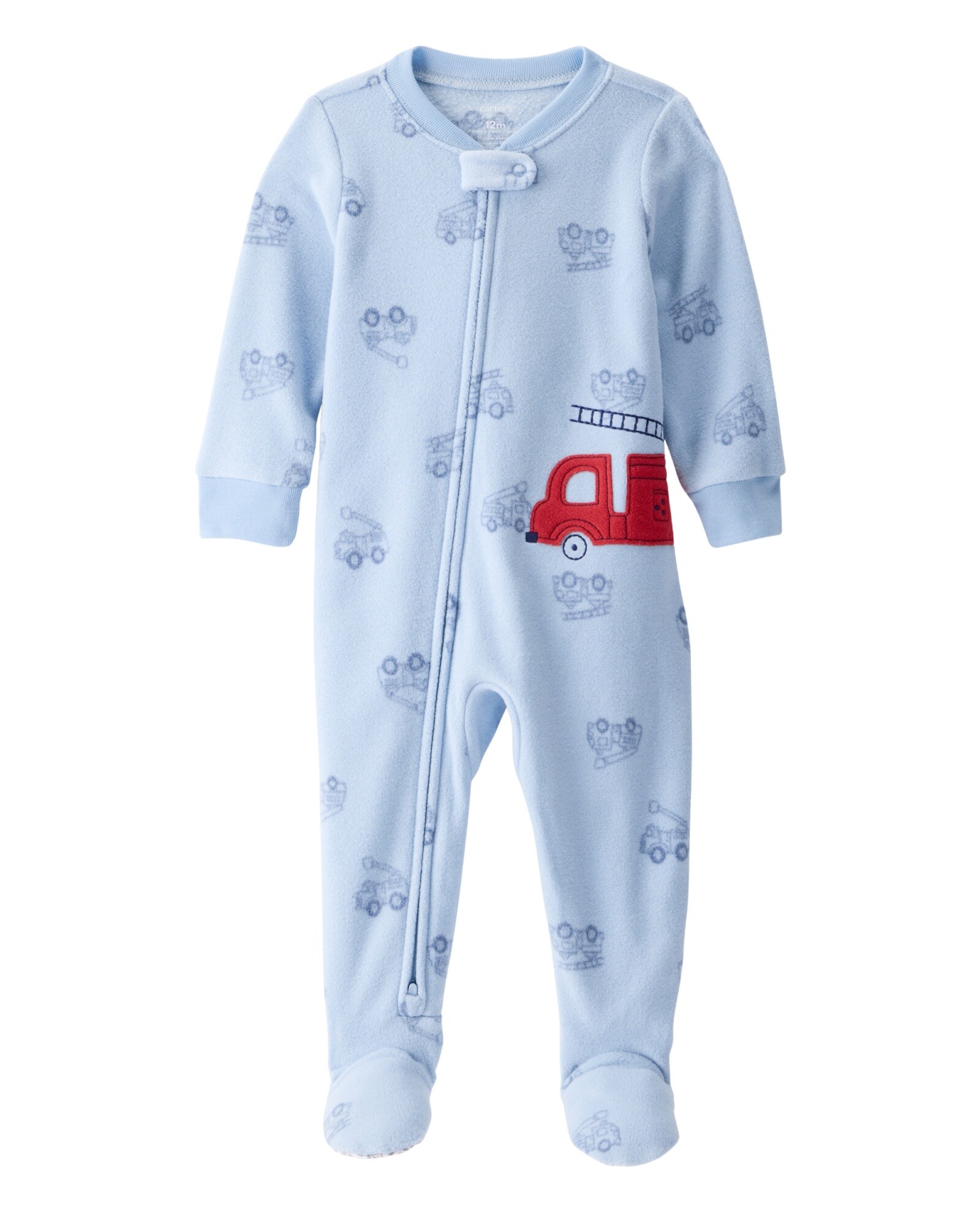 Pijama una pieza de micropolar, con pie, diseño bomberos Sin color