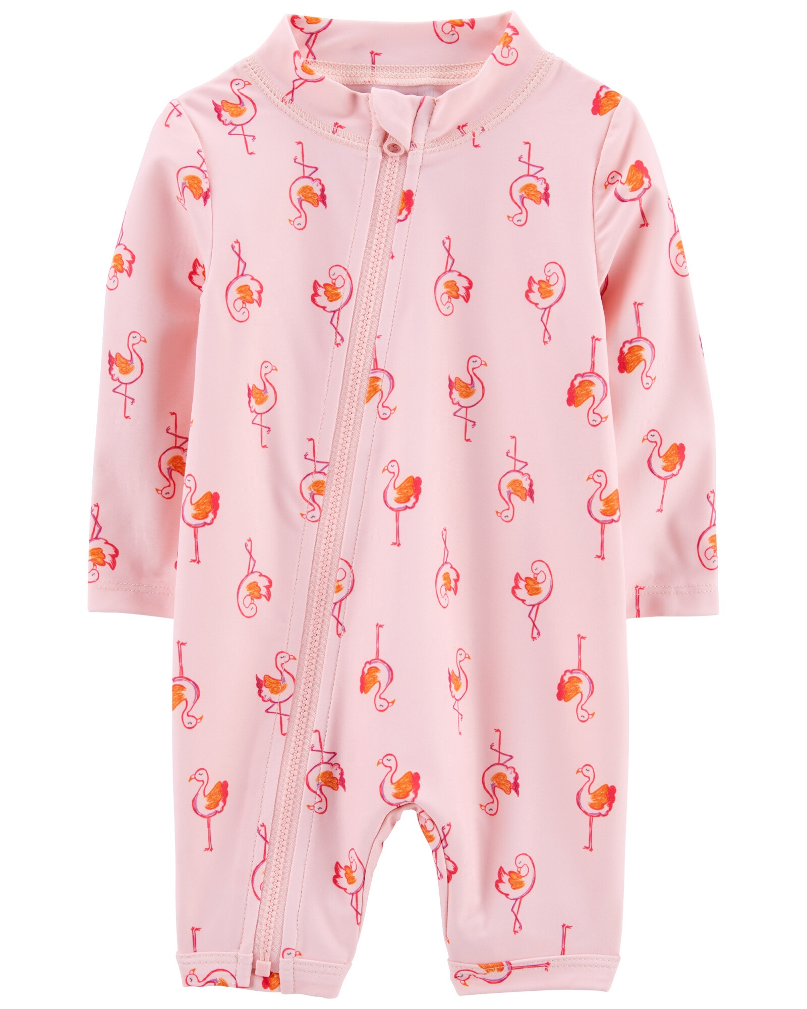 Monito de baño manga larga, con protección UPF 50+, diseño flamencos Monito de baño manga larga, con protección UPF 50+, diseño flamencos