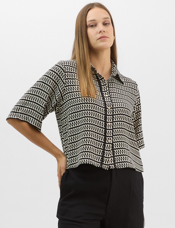 Camisa Con Estampado Geométrico Eslabones NEGRO/CRUDO