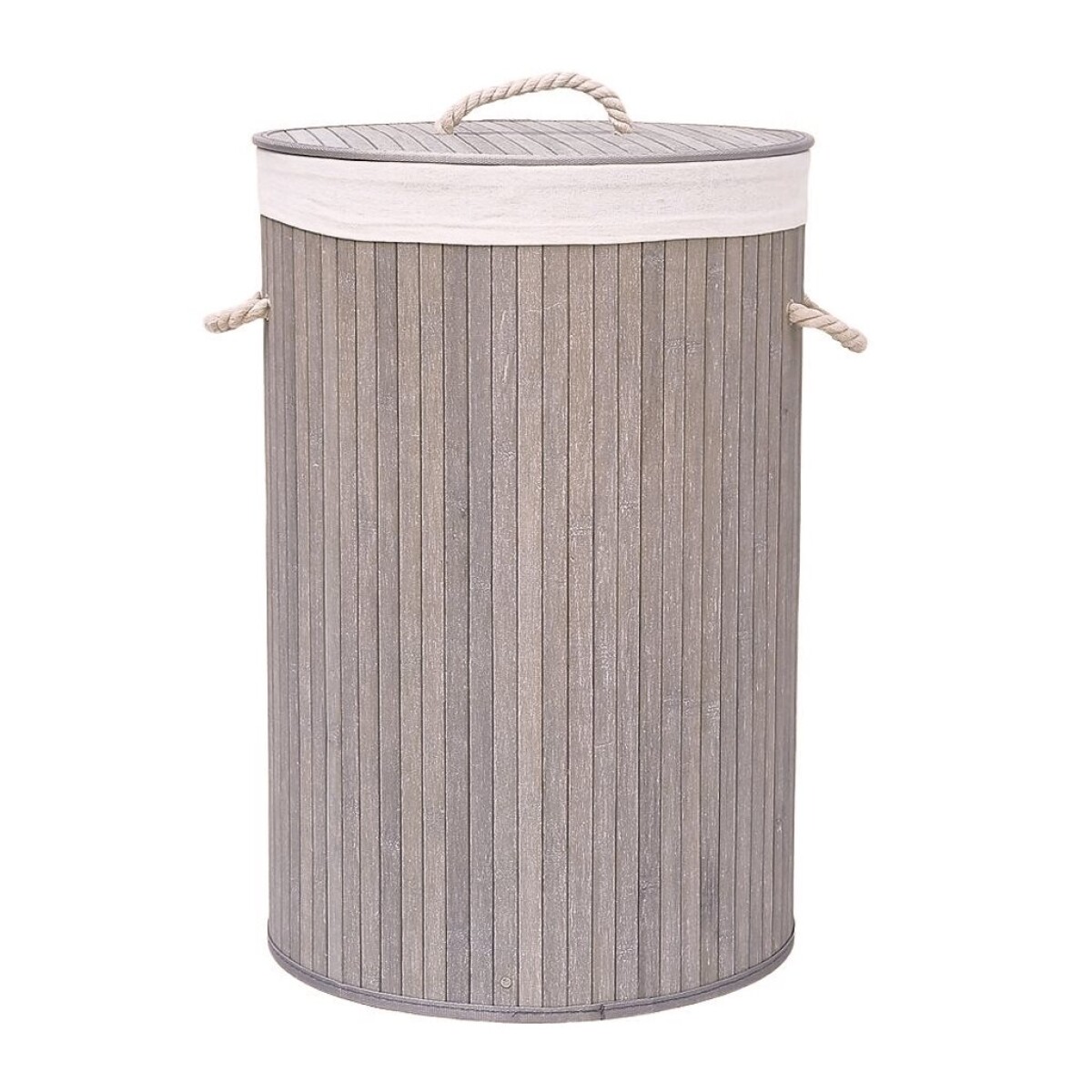 CESTO PLEGABLE R. D40X60CM C/TAPA,FUNDA BAMBÚ GRIS 