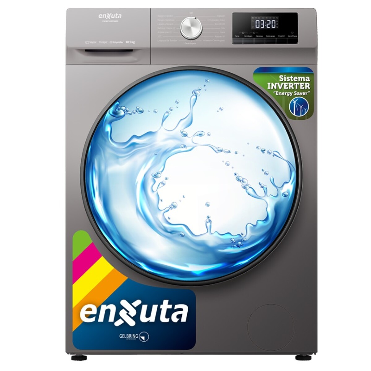 Lavasecarropas carga frontal Enxuta LSENX1610560S Titanium 