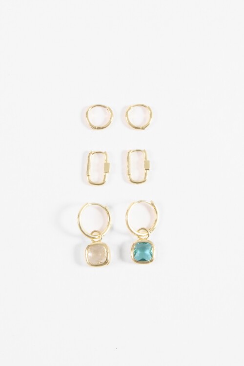 Set aros dije piedra dorado