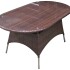 Mesa Ovalada Simil Rattan C/ Vidrio Chocolate Mesa Ovalada Simil Rattan C/ Vidrio Chocolate