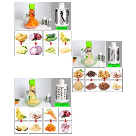 Procesadora Manual Cortador Rallador Verduras Frutas Queso Celeste