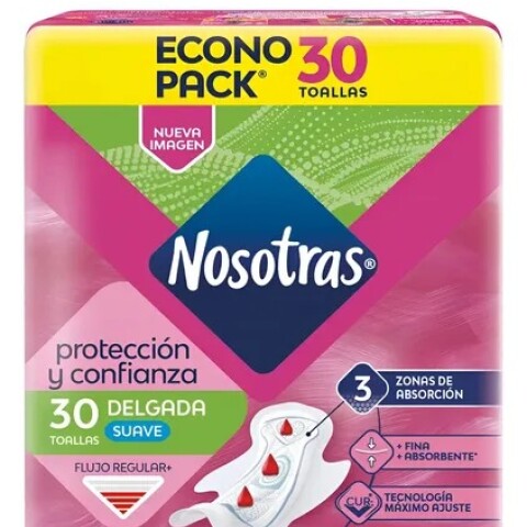 Nosotras toallas femeninas x30 Delgada Suave