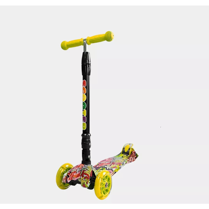 Monopatín Piccoly 3 Ruedas Para Niños Ajustable Con Luces Amarillo