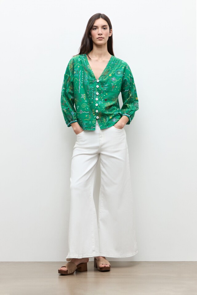 Blusa estampa Étnica verde
