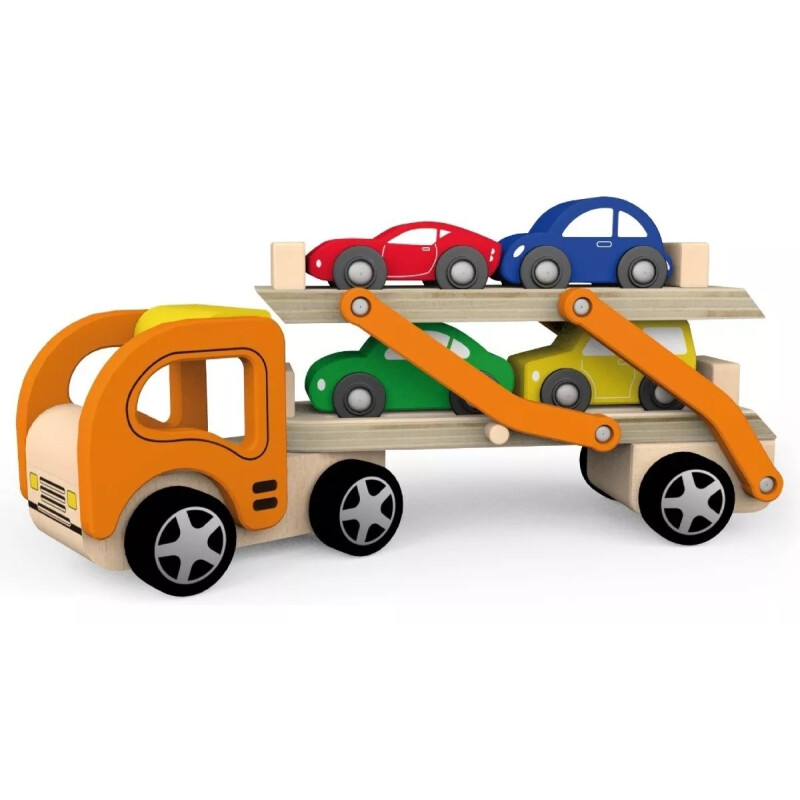 Juguete Madera Viga Camión Con Autos Juguete Madera Viga Camión Con Autos