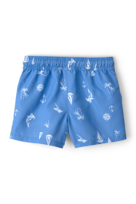 Short de baño con protección UPF 50+, azul, diseño veleros Short de baño con protección UPF 50+, azul, diseño veleros
