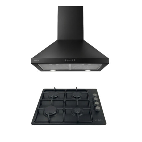 Campana Extractora Aeris 60CM Negro Pack De Campana Extractora Aeris 60CM + Anafe A Gas Vulcano Quad 4 Negro