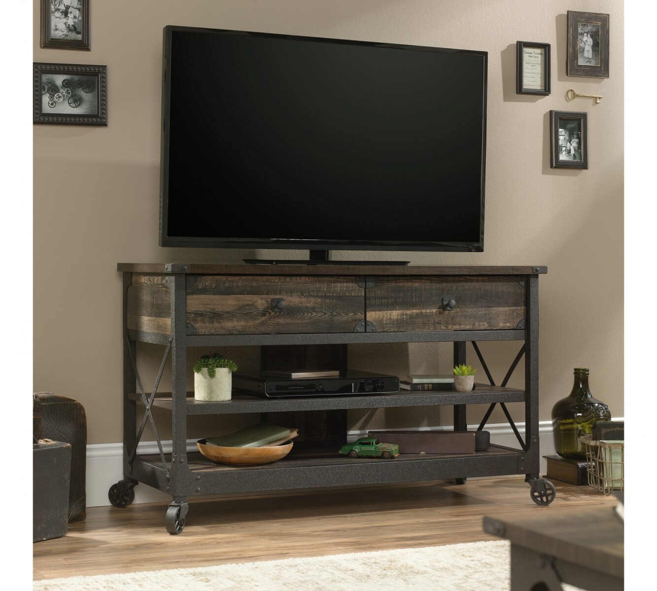 Rack para TV con Estantes - Sauder - Linea Steel River 