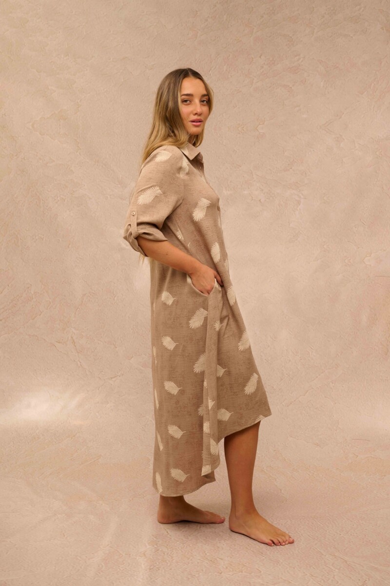 VESTIDO MILDA ESTAMPADO BEIGE 