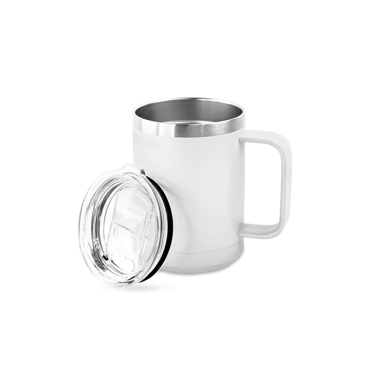 Vaso térmico con tapa y manija - Blanco 