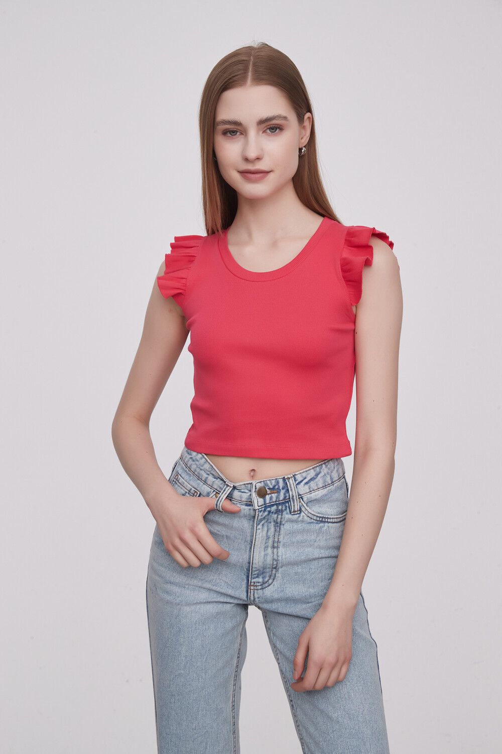 Remera Cetine Rojo Coral