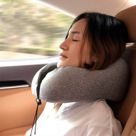 Set Almohada De Viaje + Cubre Ojos + Tapones Oidos Gris